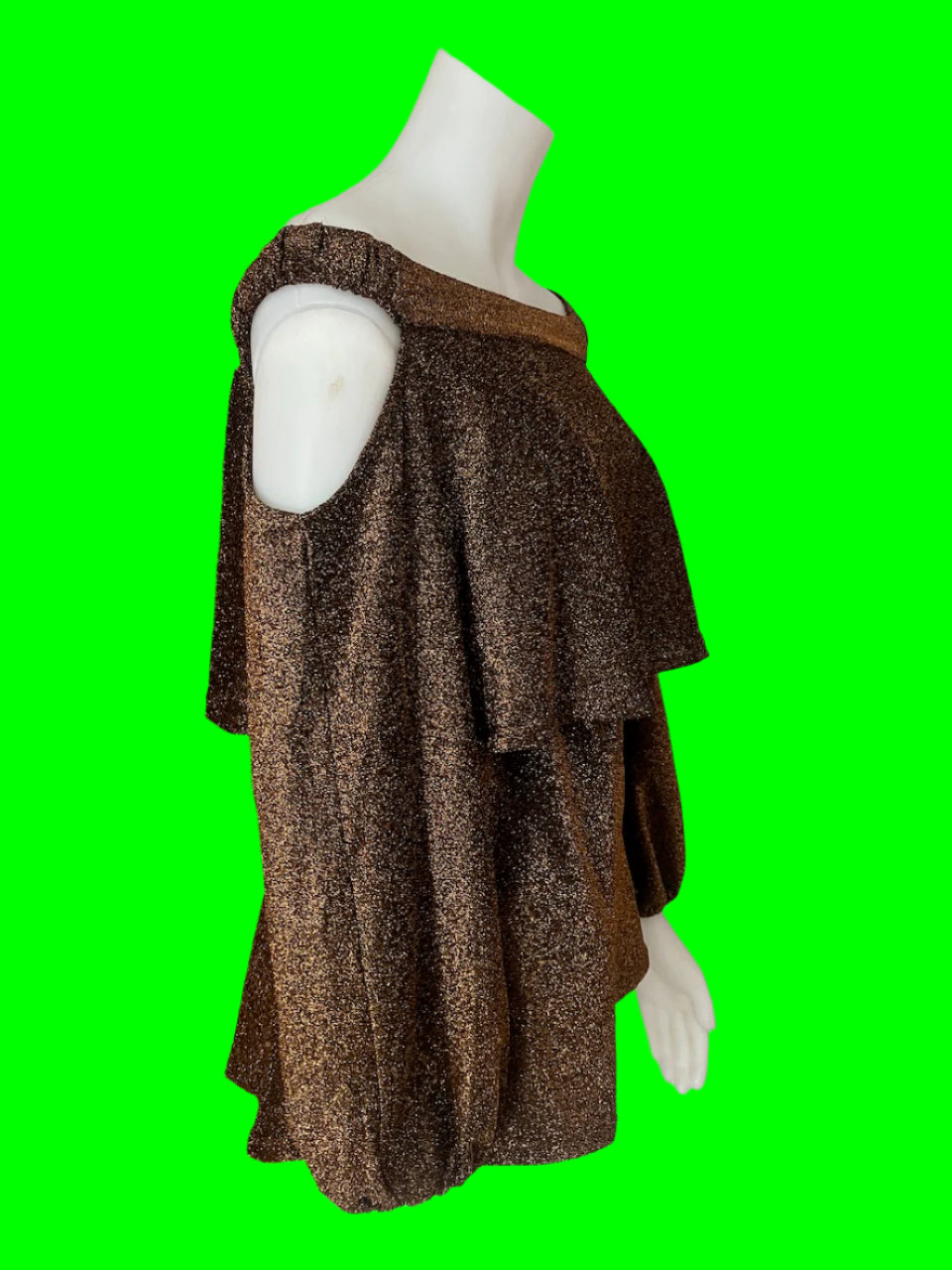 BRAND NEW - Indikah by Angel Biba - Gold Cold Shoulder Top - Size: 6