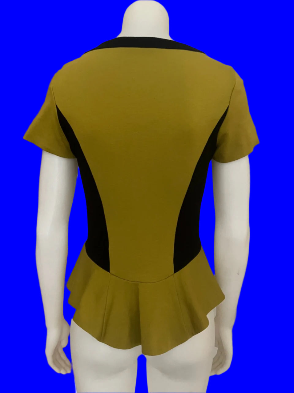 Veronika Maine - Green & Black Peplum Top - Size: 10