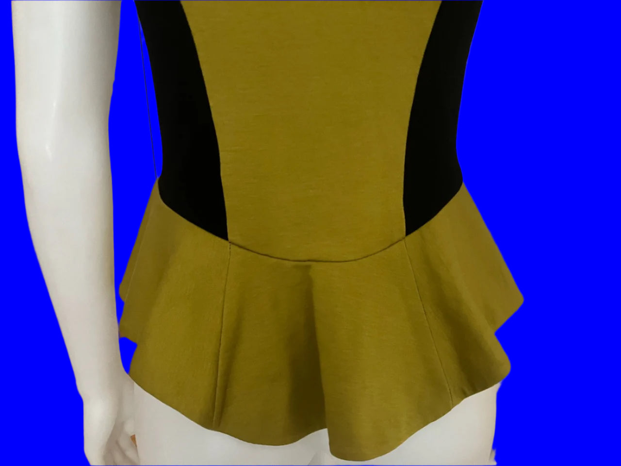 Veronika Maine - Green & Black Peplum Top - Size: 10