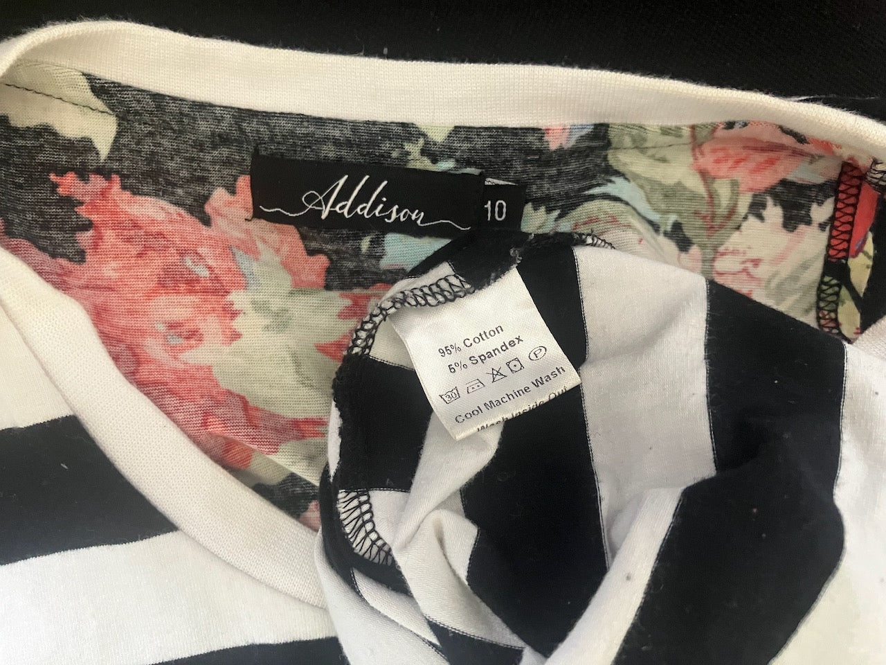 Addison - Maternity & Breastfeeding Dress - Stripes & Flowers - Size: 10