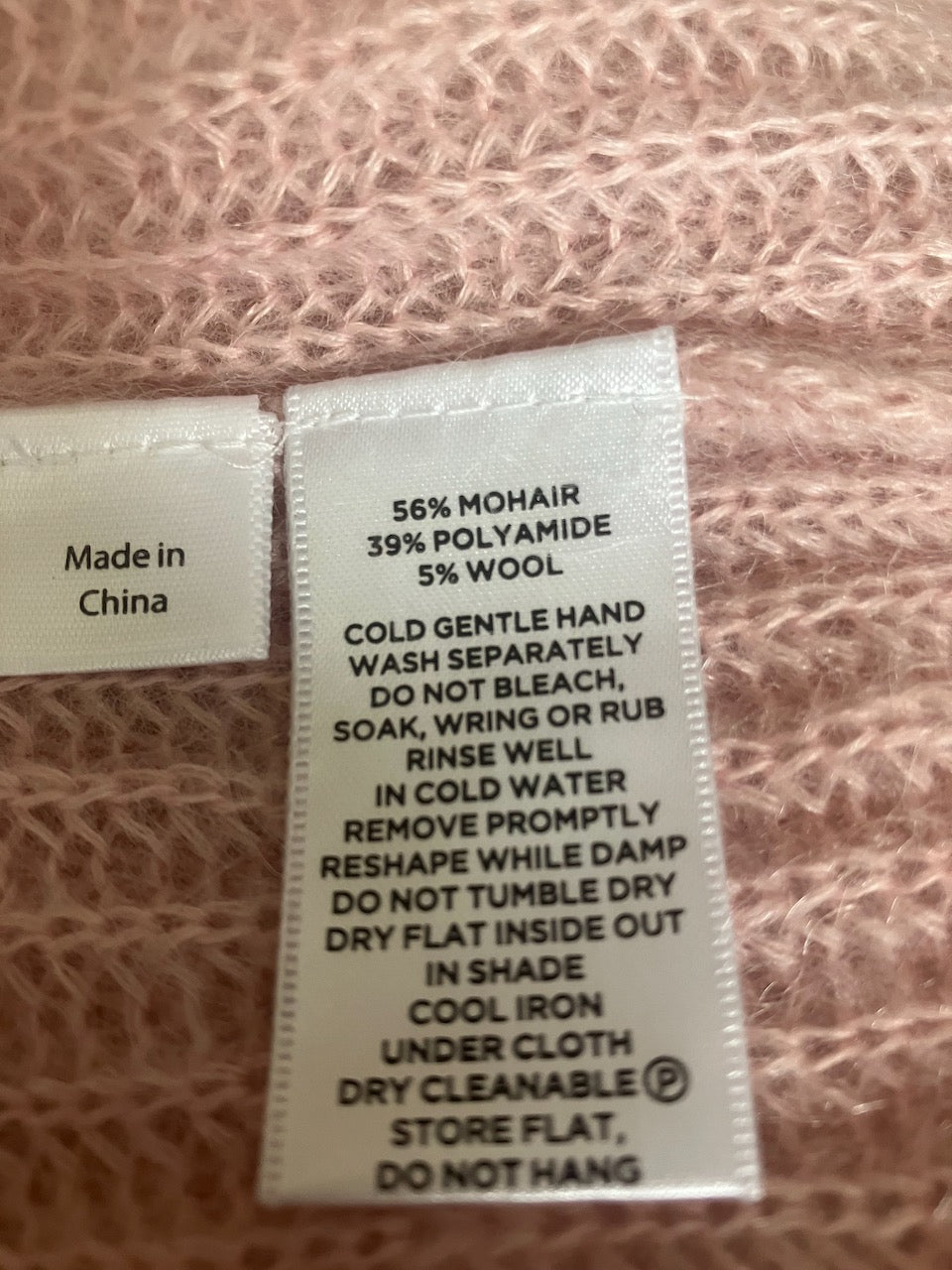 Baby Pink Mohair and Wool Jumper - Size: S