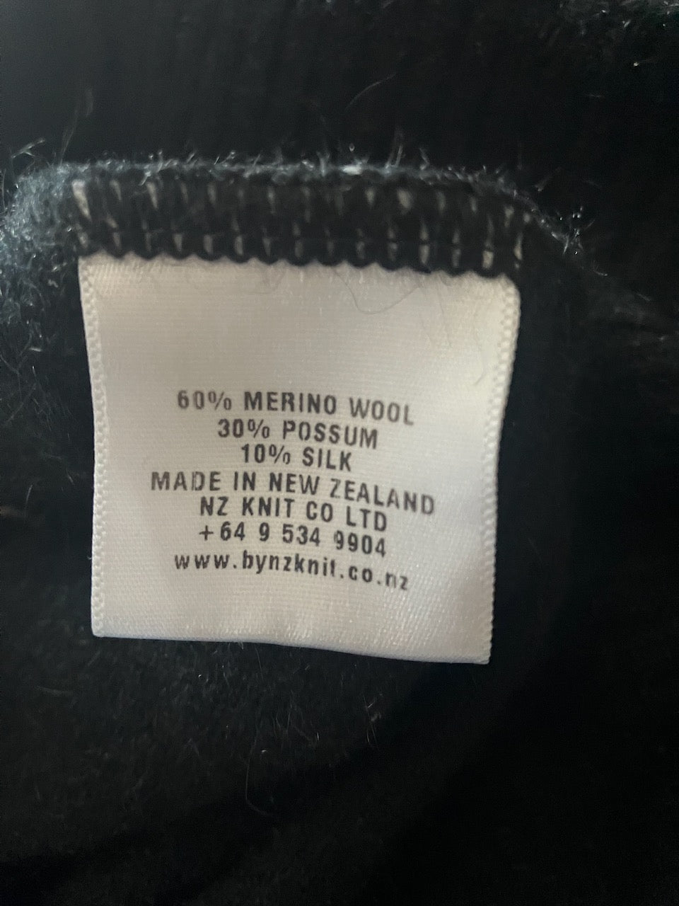 NZ Knit Co - Luxury Merino and Possum Knit Jumper - Black - Size: M