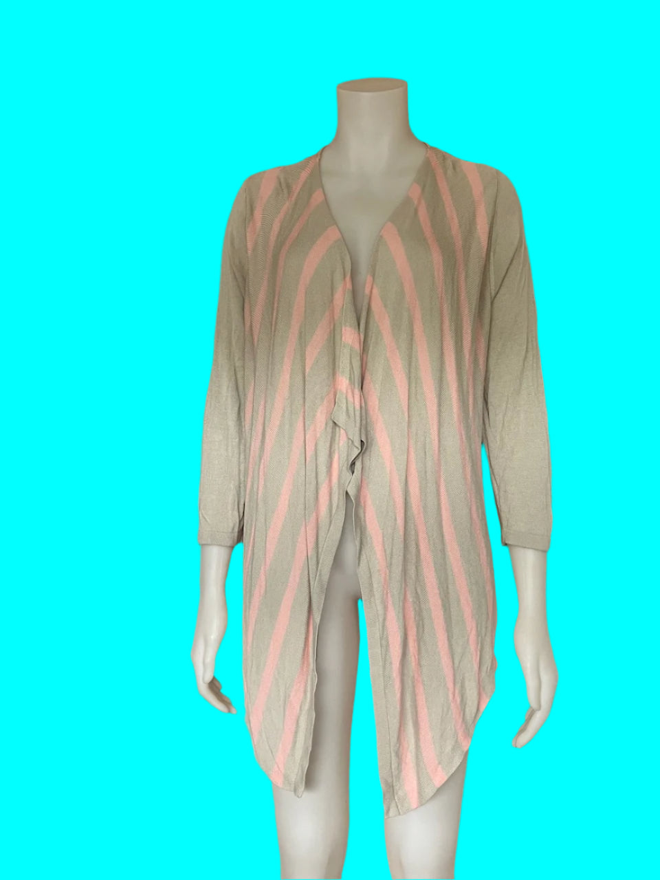 Loobies Story - Pink and Grey Cotton Cardigan - Size: S