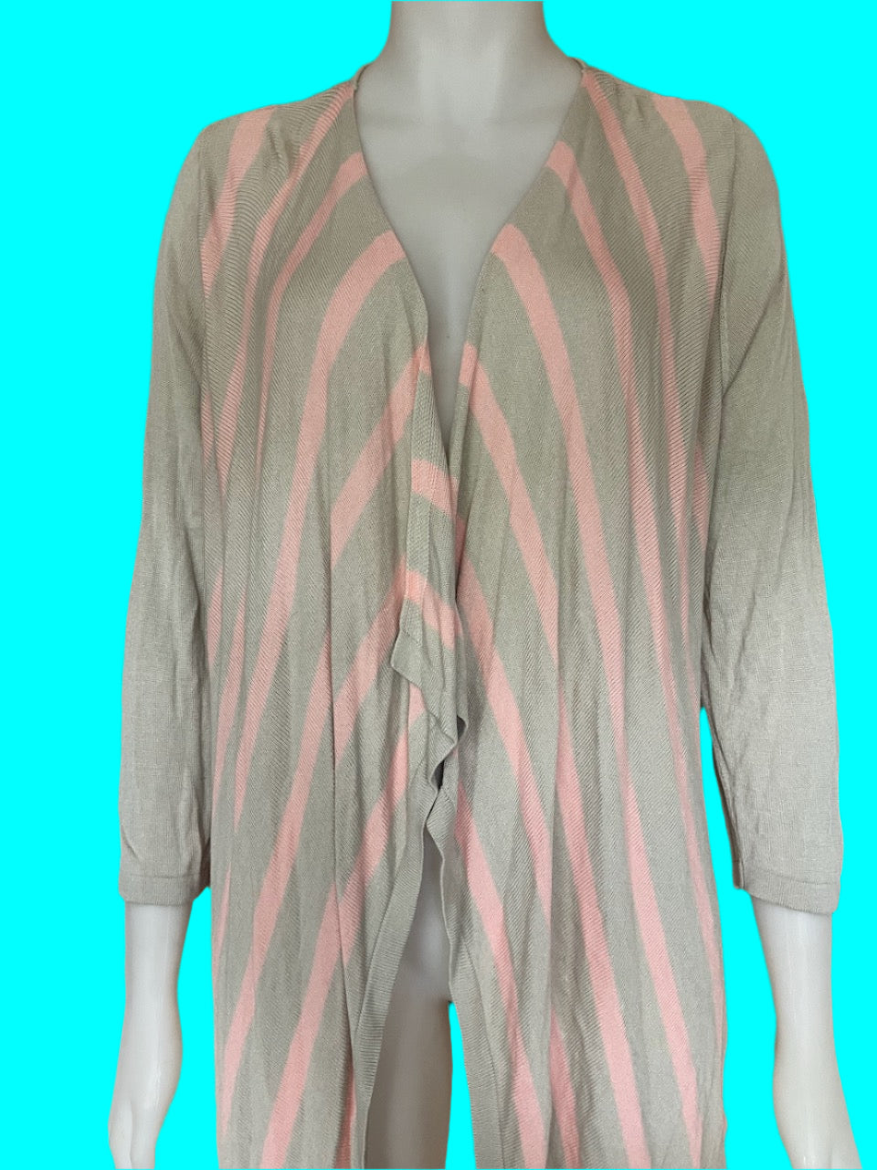 Loobies Story - Pink and Grey Cotton Cardigan - Size: S