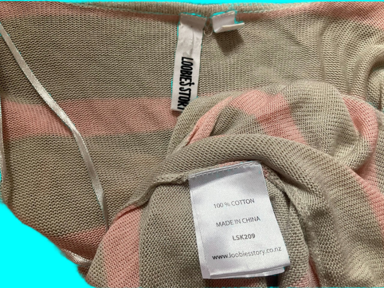 Loobies Story - Pink and Grey Cotton Cardigan - Size: S