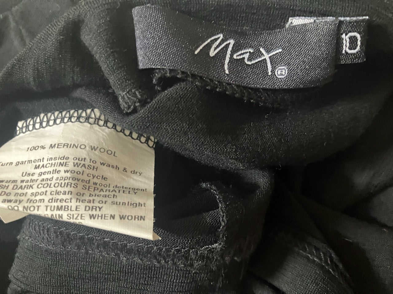 Max - Black Merino Dress - Size: 10