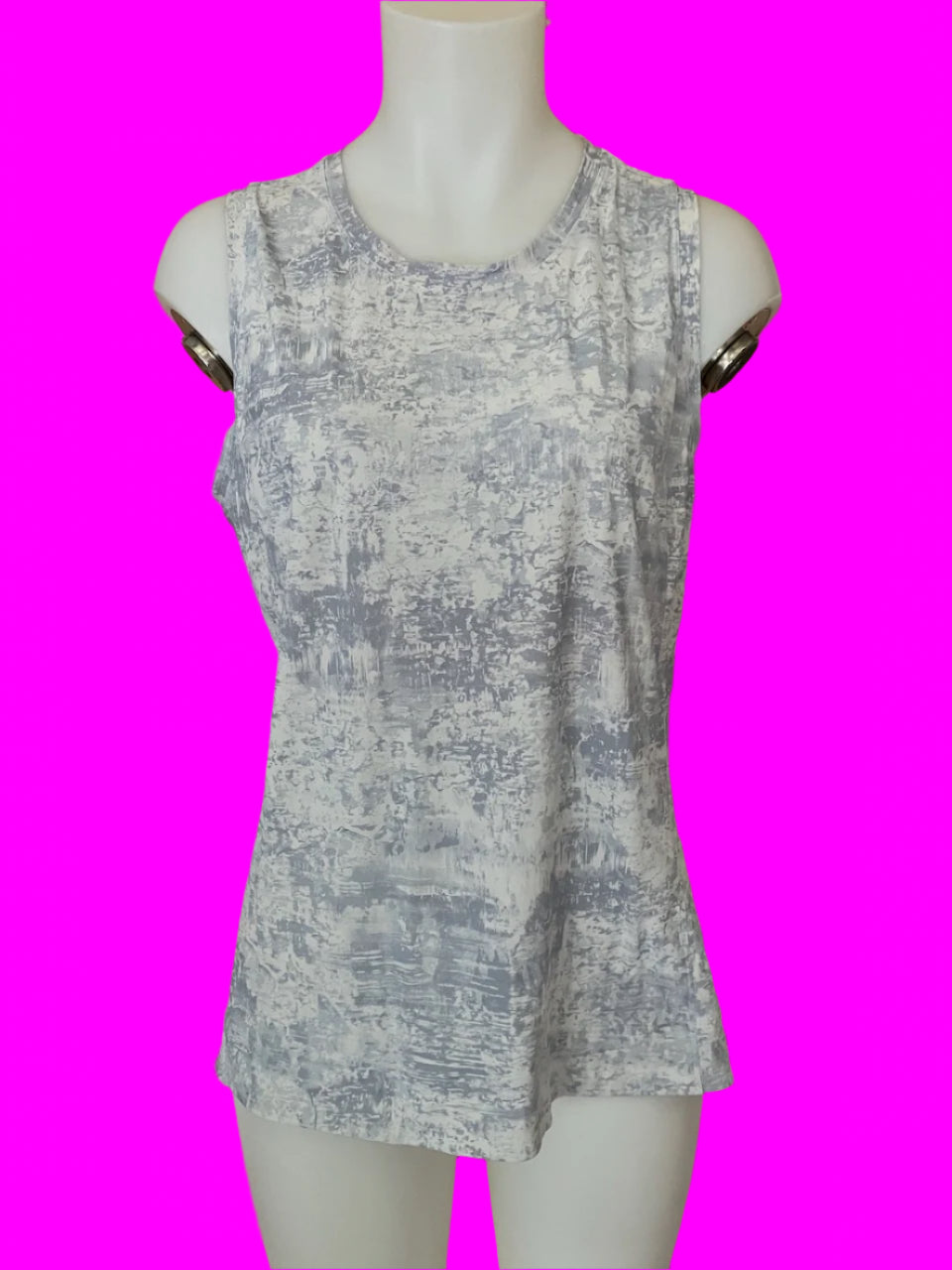 Lululemon - White & Grey Print Singlet - Size: L