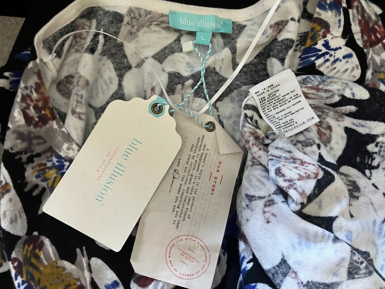 Blue Illusion - Printed Top - Brand New - Size: L