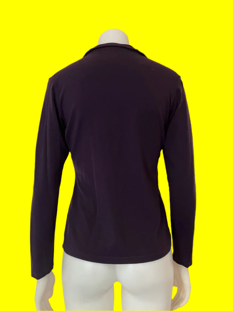 Untouched World - Dark Purple Merino Knit Top With Zip - Size: 12