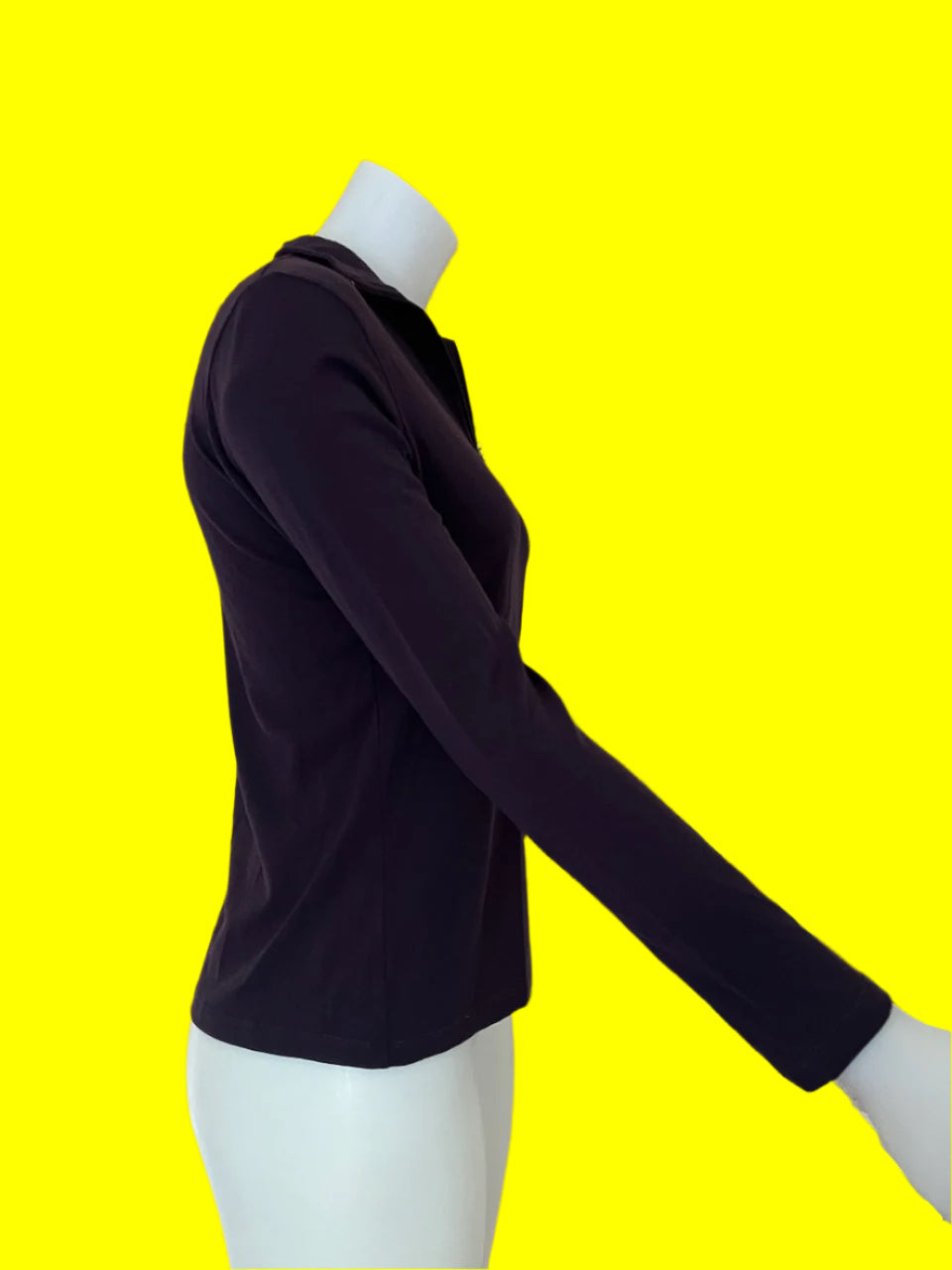 Untouched World - Dark Purple Merino Knit Top With Zip - Size: 12