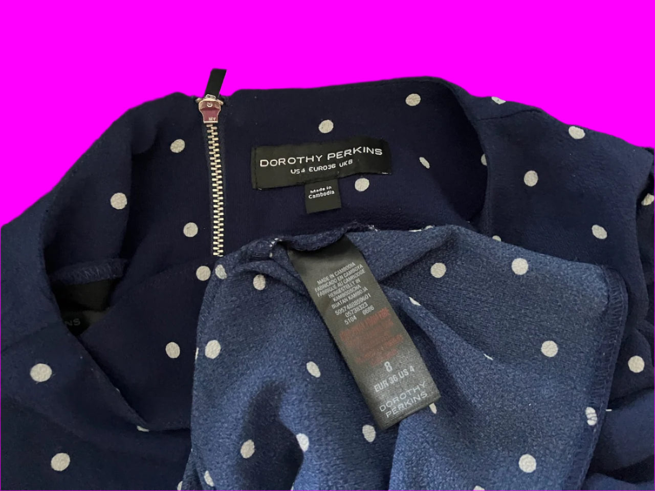 Dorothy Perkins - Navy Blue Top With Polka Dots