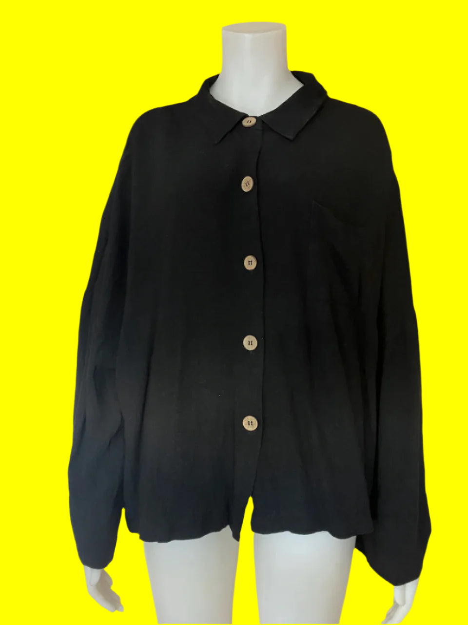 Homelove - Australian Designed Viscose & Linen Black Blouse - Size: L/XL