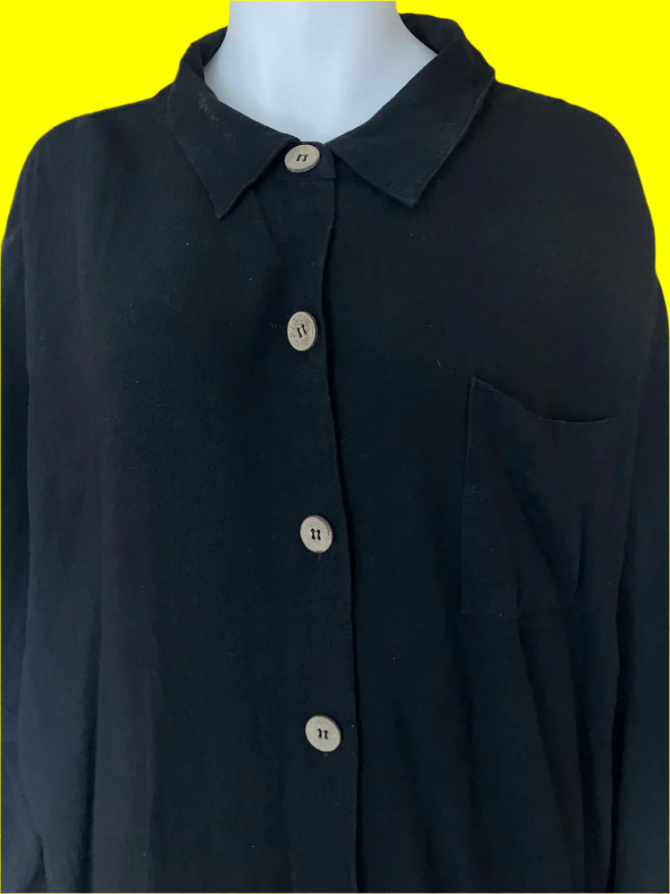 Homelove - Australian Designed Viscose & Linen Black Blouse - Size: L/XL