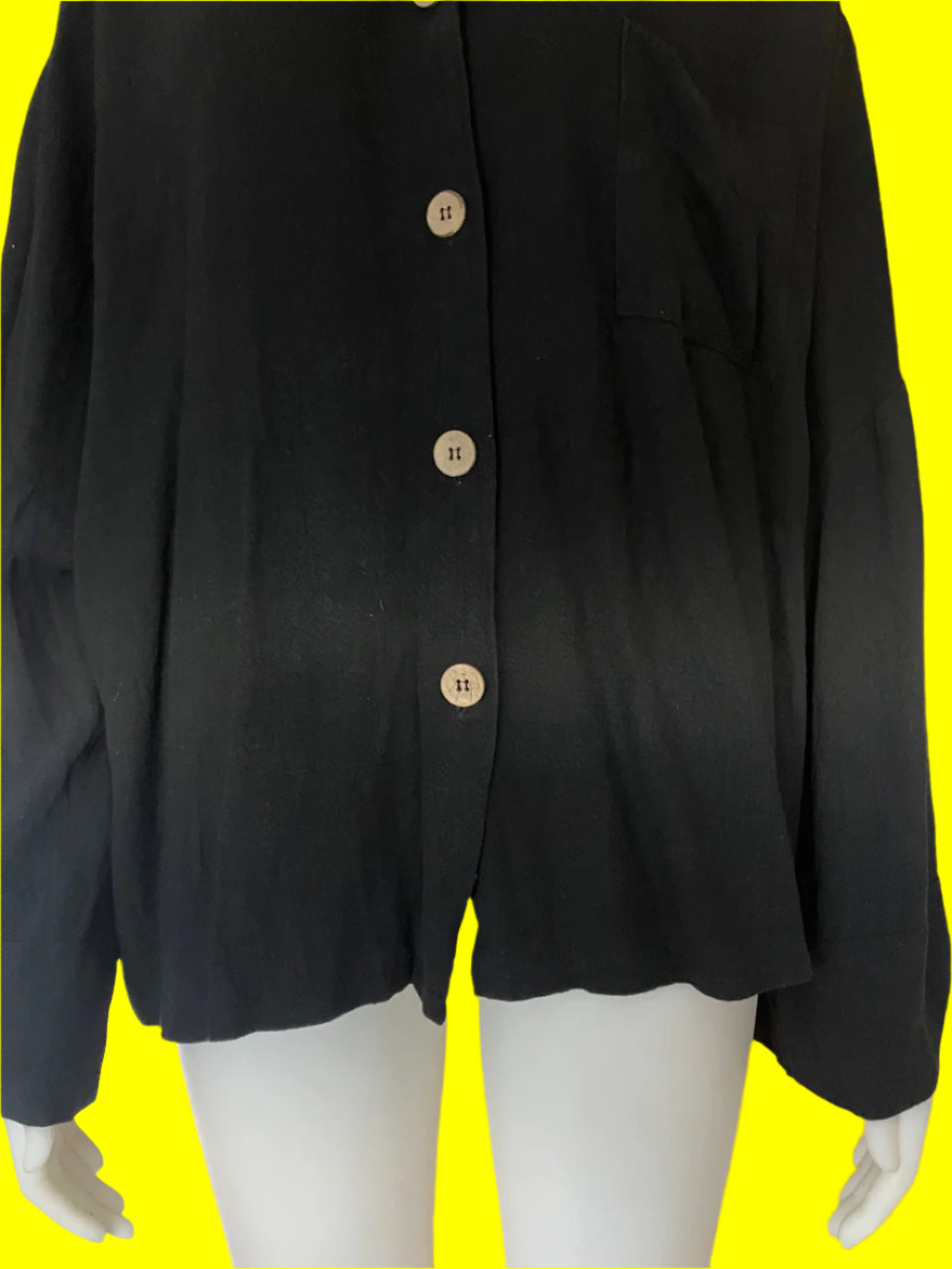 Homelove - Australian Designed Viscose & Linen Black Blouse - Size: L/XL