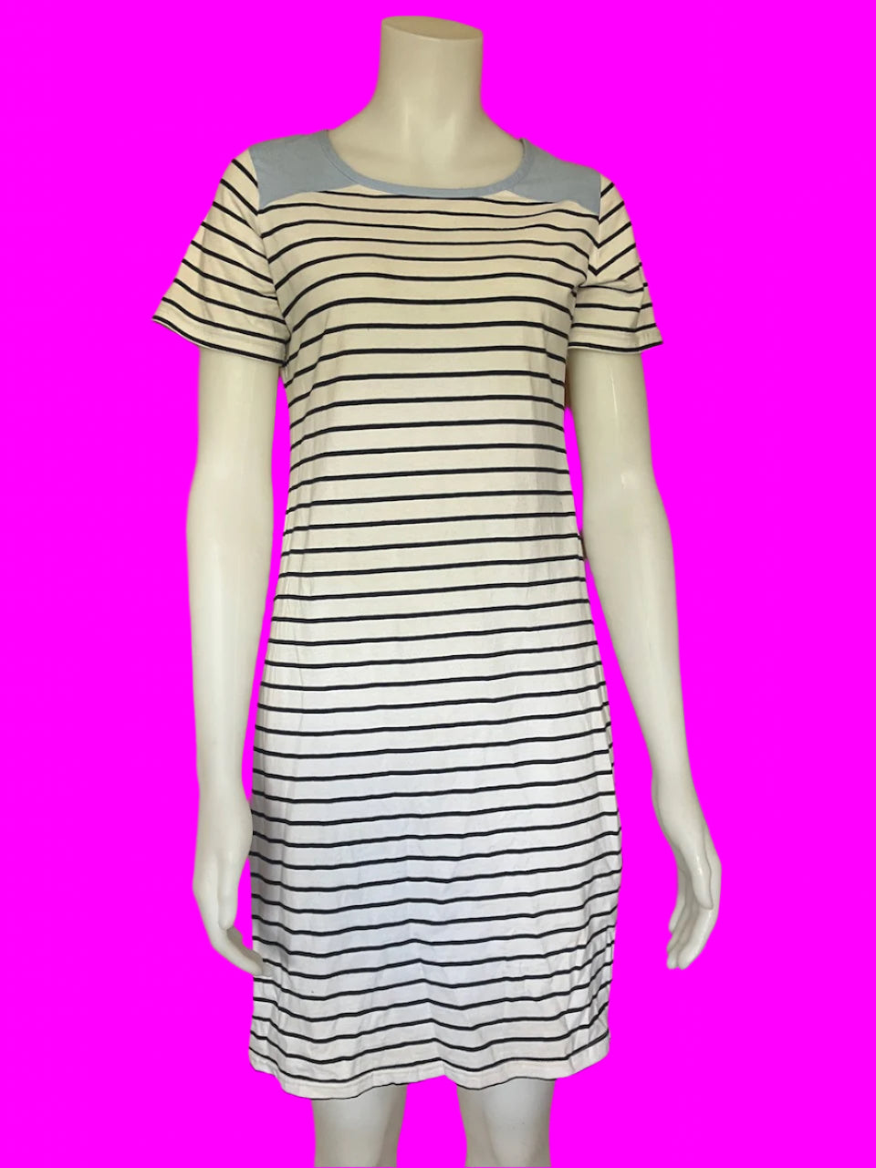 Addison - Striped and Blue Feature Maternity Dress - Size: 8