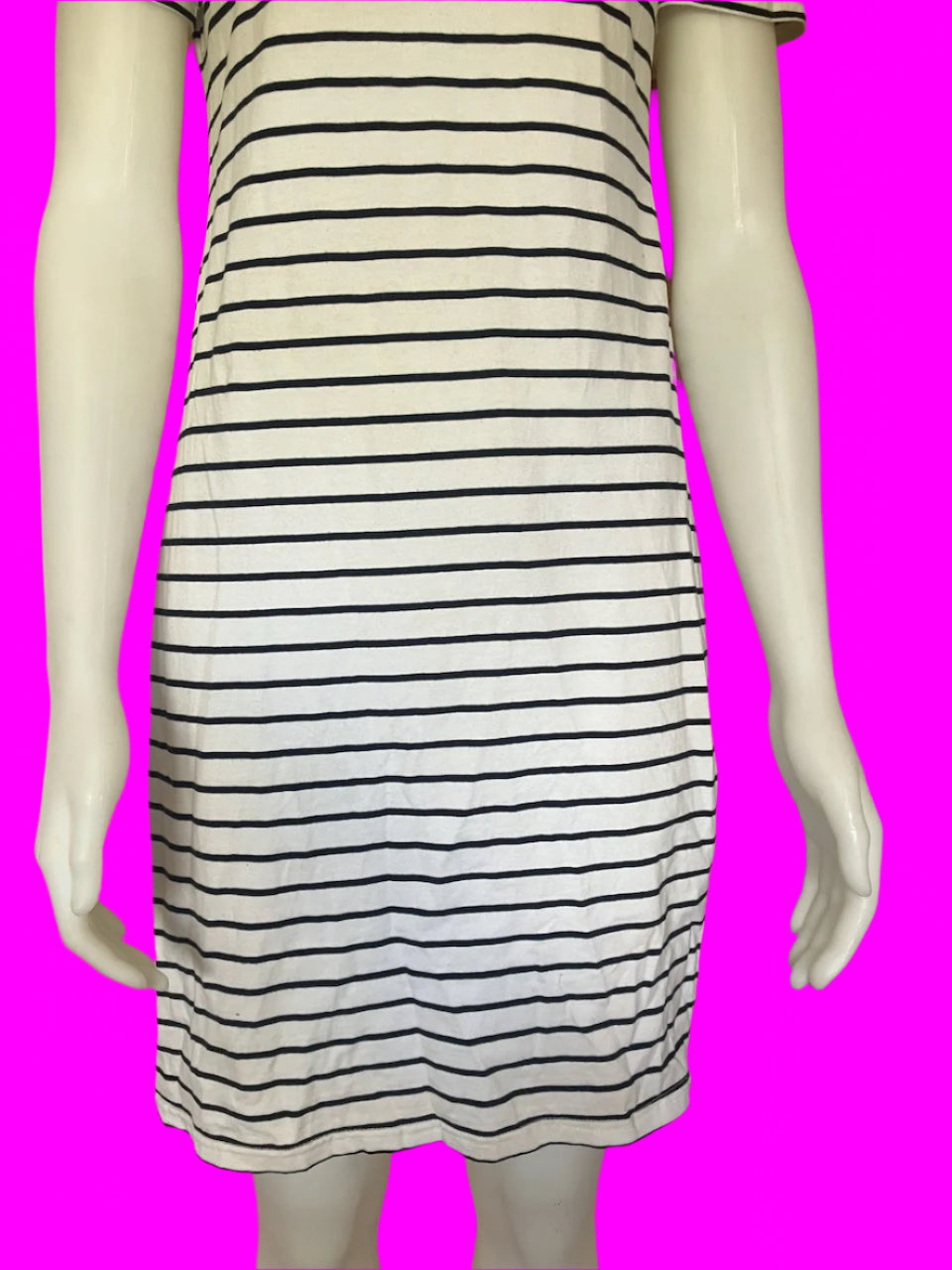 Addison - Striped and Blue Feature Maternity Dress - Size: 8