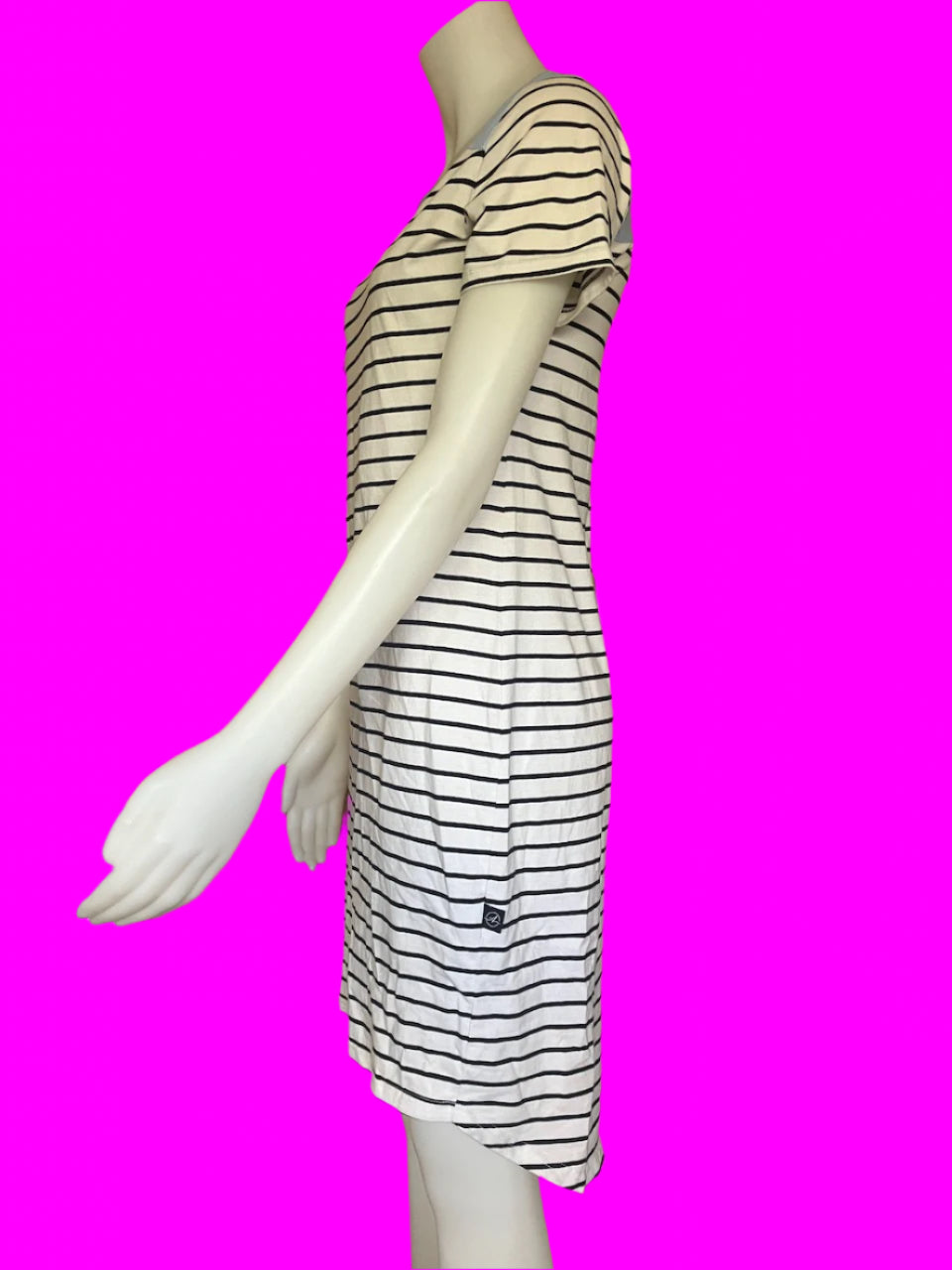 Addison - Striped and Blue Feature Maternity Dress - Size: 8