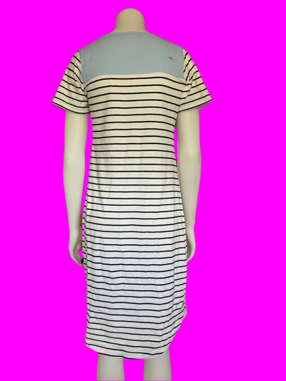 Addison - Striped and Blue Feature Maternity Dress - Size: 8