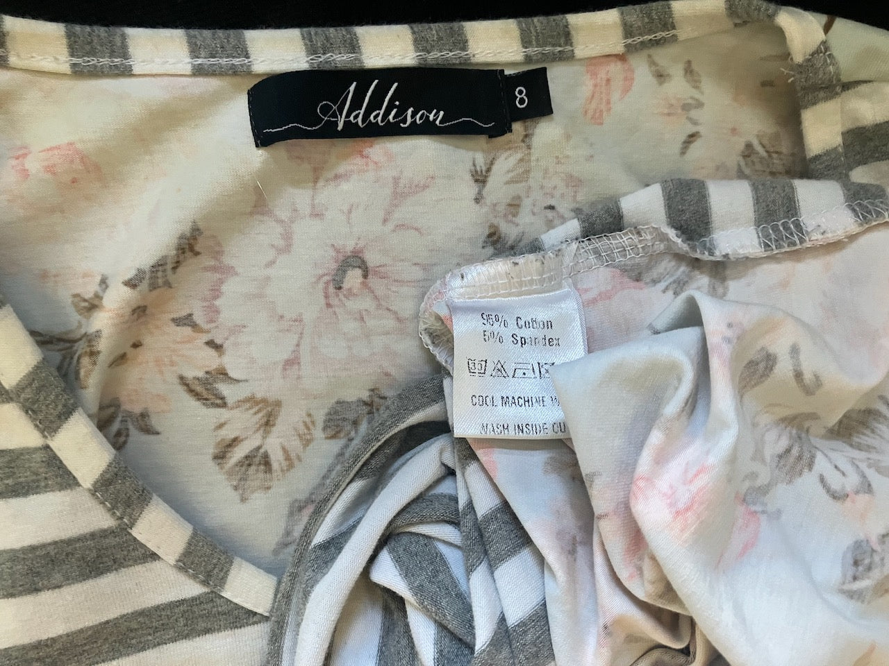 Addison - Maternity/ Breastfeeding Floral & Stripe Dress - Size: 8