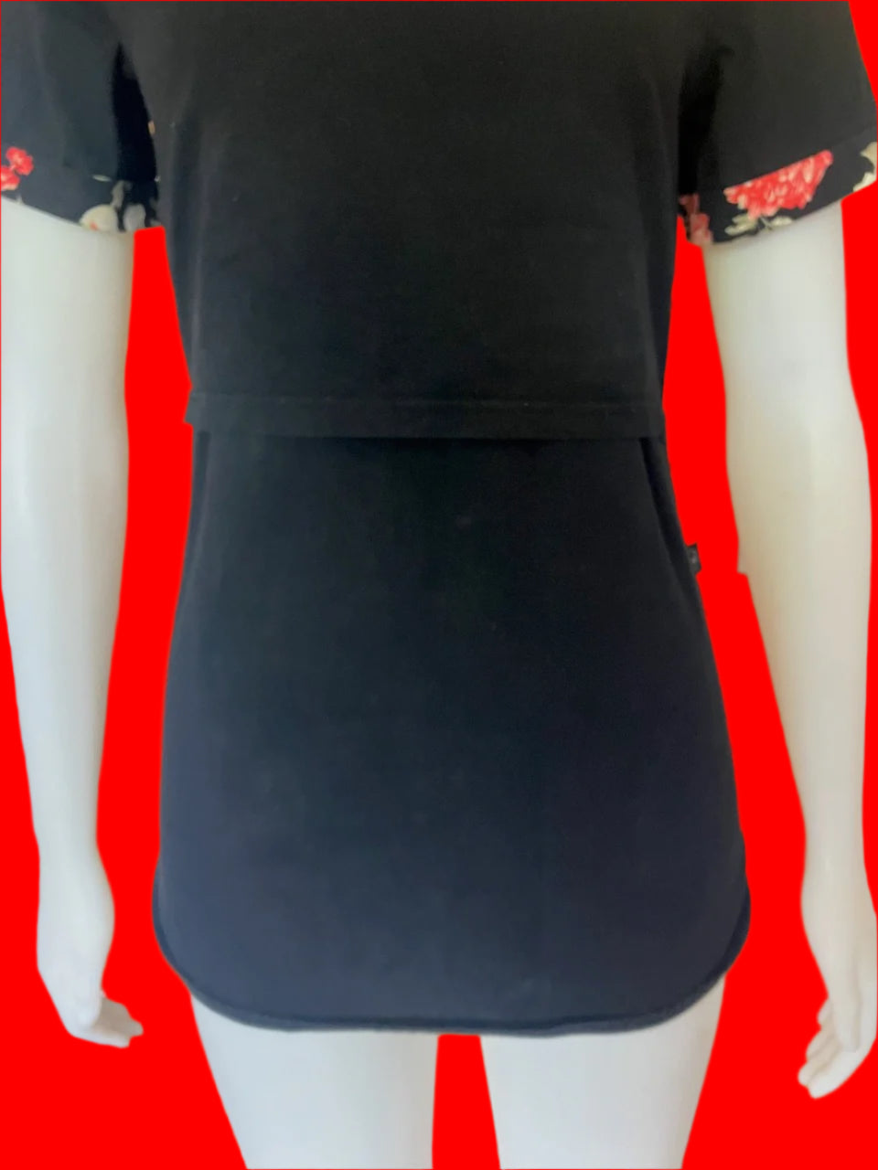 Addison - Black Breastfeeding Tee With Rose Print - Size: 8
