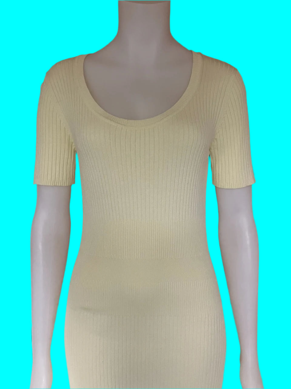 Zara - Light Yellow Knitted Maxi Dress - Size: S