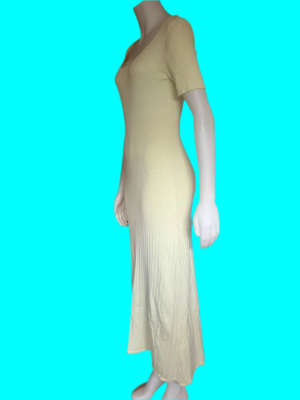 Zara - Light Yellow Knitted Maxi Dress - Size: S