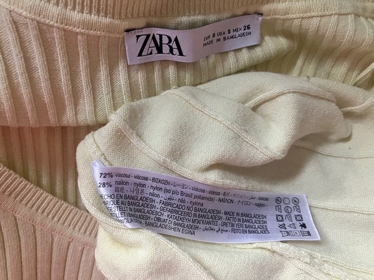 Zara - Light Yellow Knitted Maxi Dress - Size: S