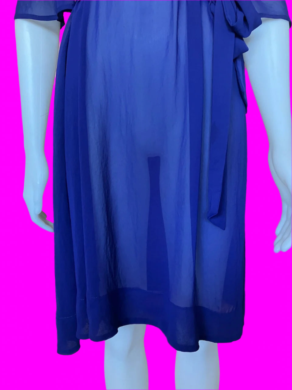 Moochi - Ink Blue Sheer Sleeveless Dress - Cold Shoulder - Size: 12
