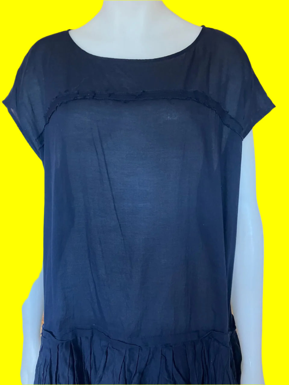 Ricochet - NZ Designer Dress - Navy With Frill Hem - Size: M