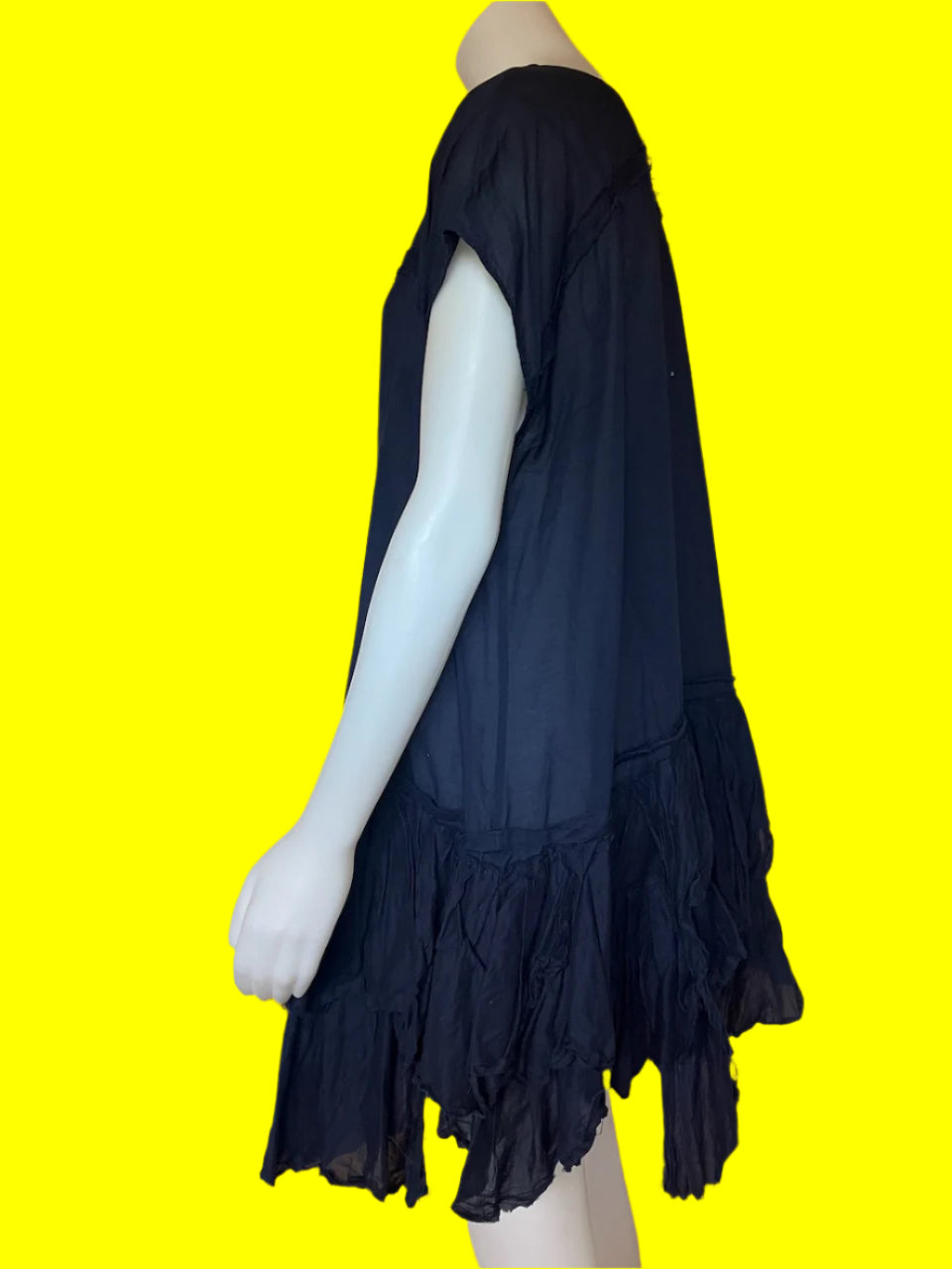 Ricochet - NZ Designer Dress - Navy With Frill Hem - Size: M