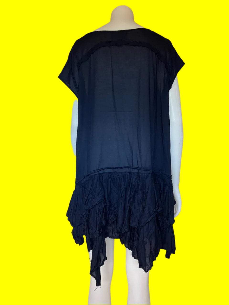 Ricochet - NZ Designer Dress - Navy With Frill Hem - Size: M
