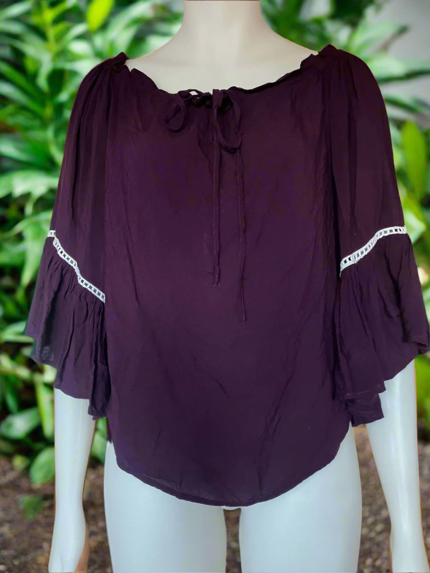 Hot Lava - Dark Purple Flowing Top - Size: L (Small Fitting)