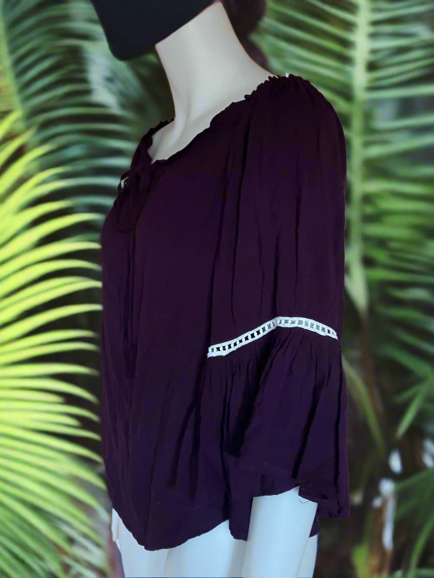Hot Lava - Dark Purple Flowing Top - Size: L (Small Fitting)