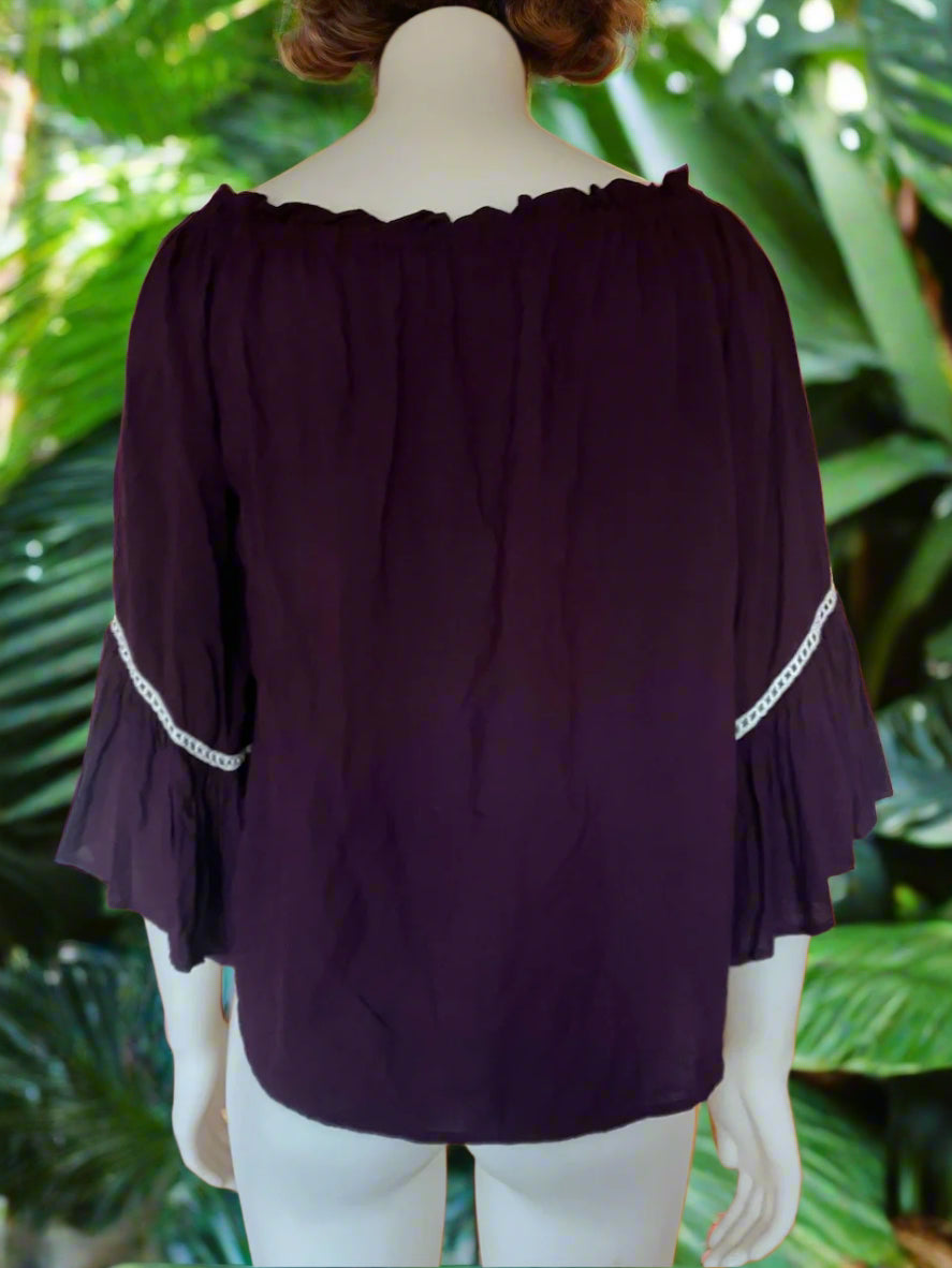 Hot Lava - Dark Purple Flowing Top - Size: L (Small Fitting)
