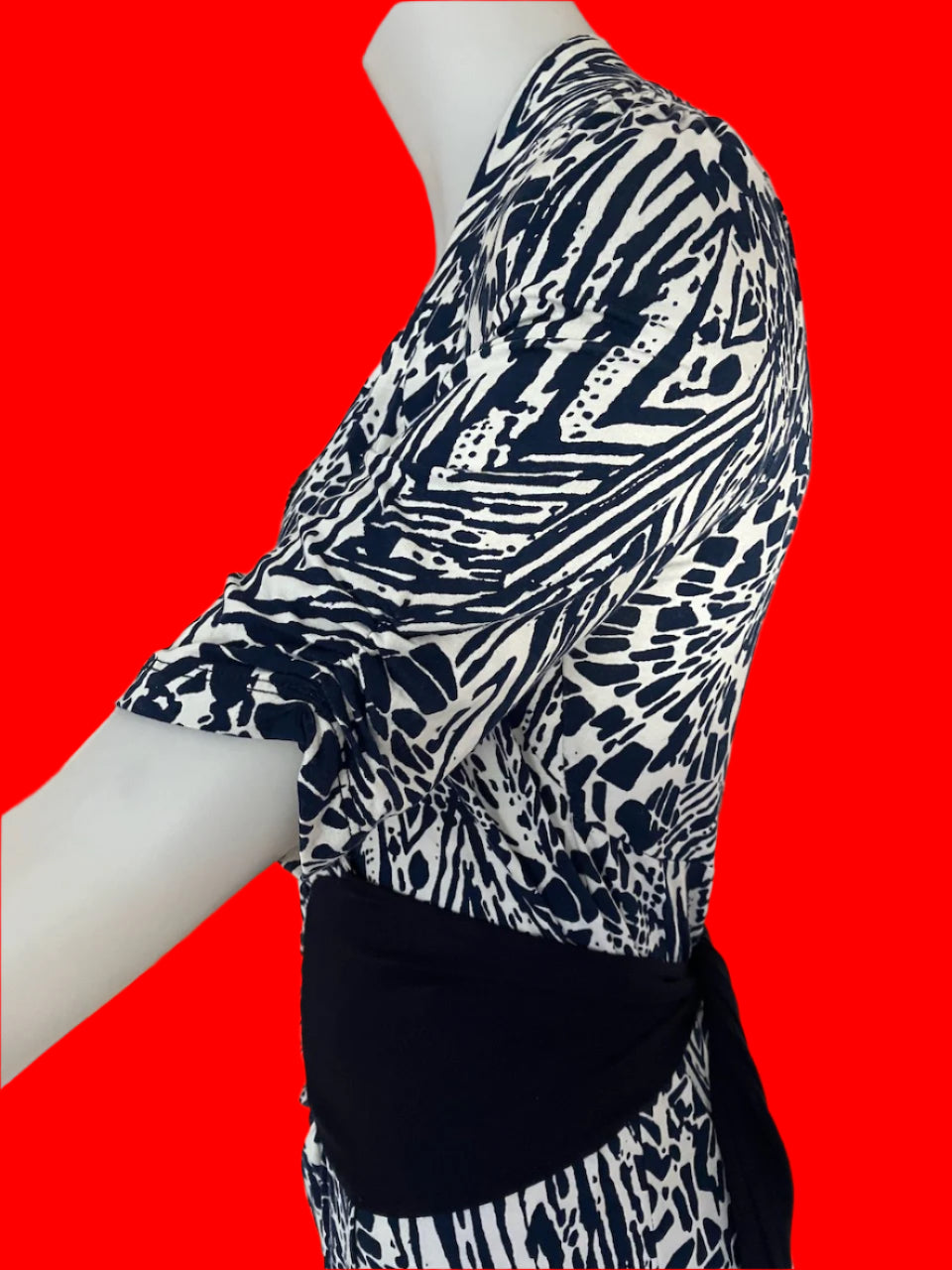 Bettie Monroe - NZ Designer Printed Wrap Dress - Size: S