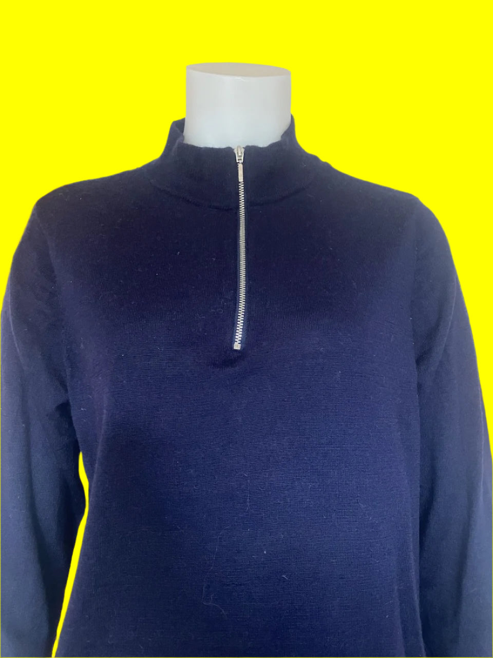 Capture - Navy Knit Top With Zip - Unisex Style - Size: XL (Very Slim Fitting)