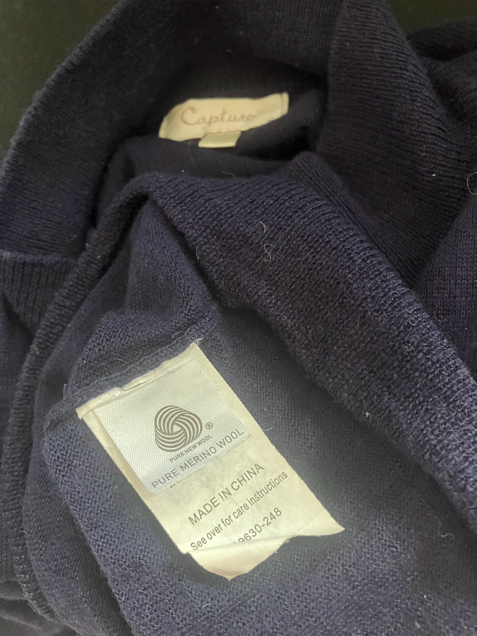 Capture - Navy Knit Top With Zip - Unisex Style - Size: XL (Very Slim Fitting)