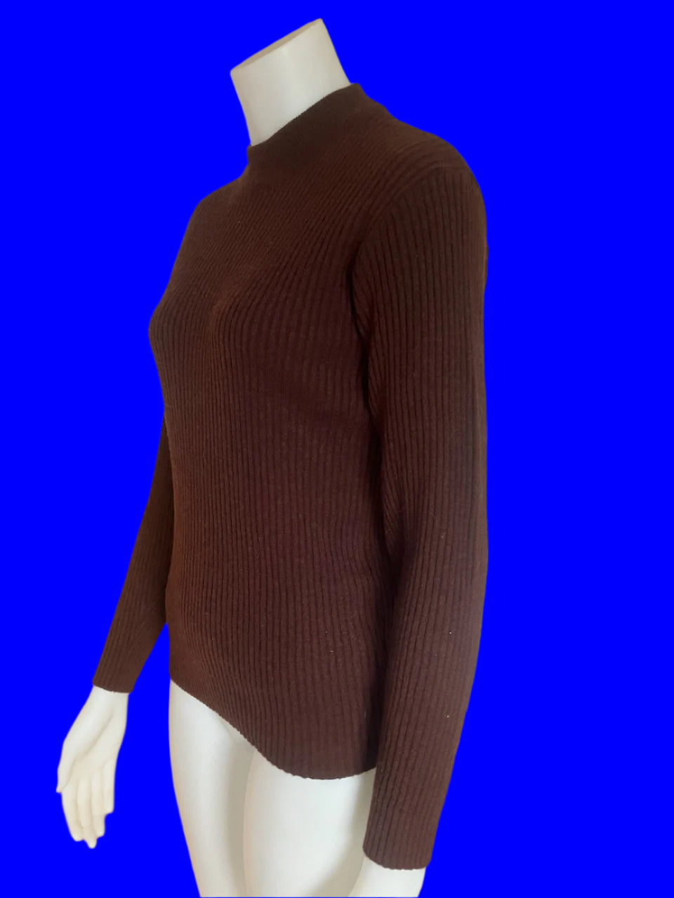 Carole - Slim Fitting Ribbed Jumper - Chocolate Brown - Size: 8