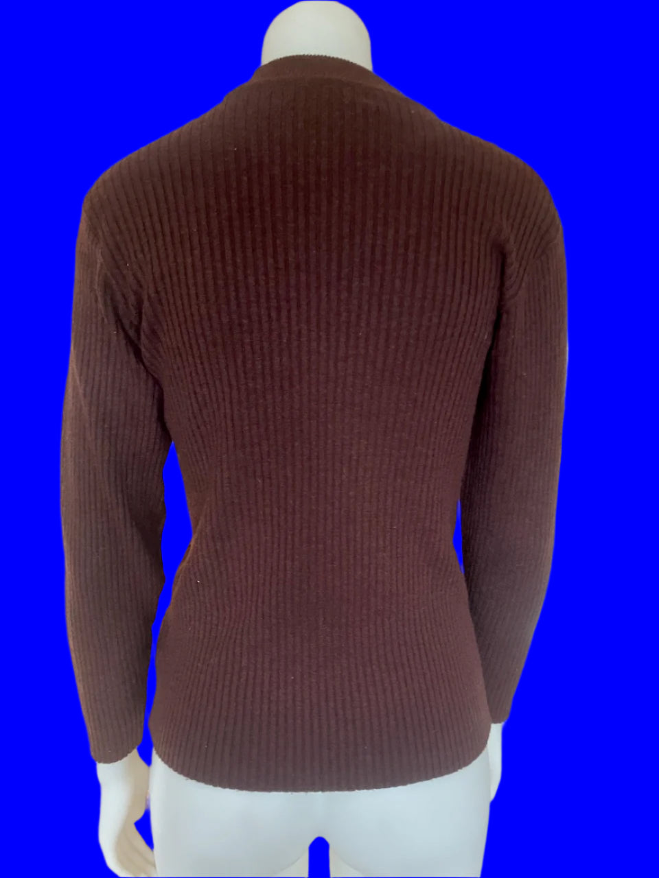 Carole - Slim Fitting Ribbed Jumper - Chocolate Brown - Size: 8