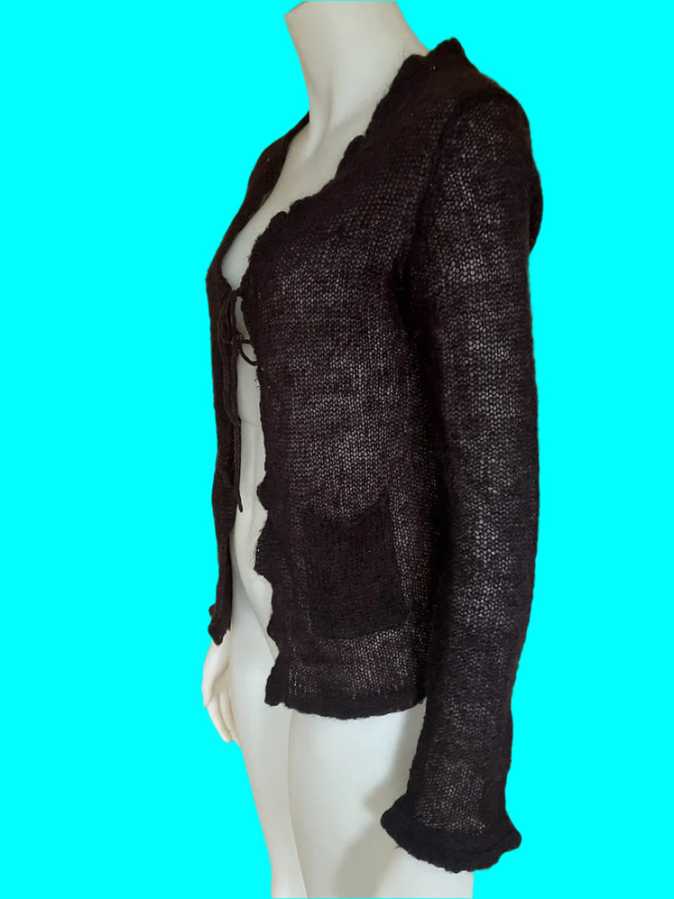 Max - Beautiful Mohair Blend Cardigan With Tie - Size: S