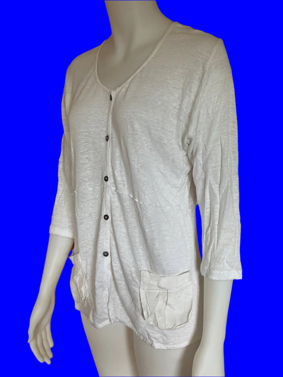 Caroline Sills - NZ Designer - Long White Cardigan - Size: 12