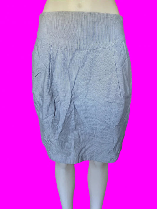 Emily and Fin - Pinstripe Blue & White Skirt - Size: L
