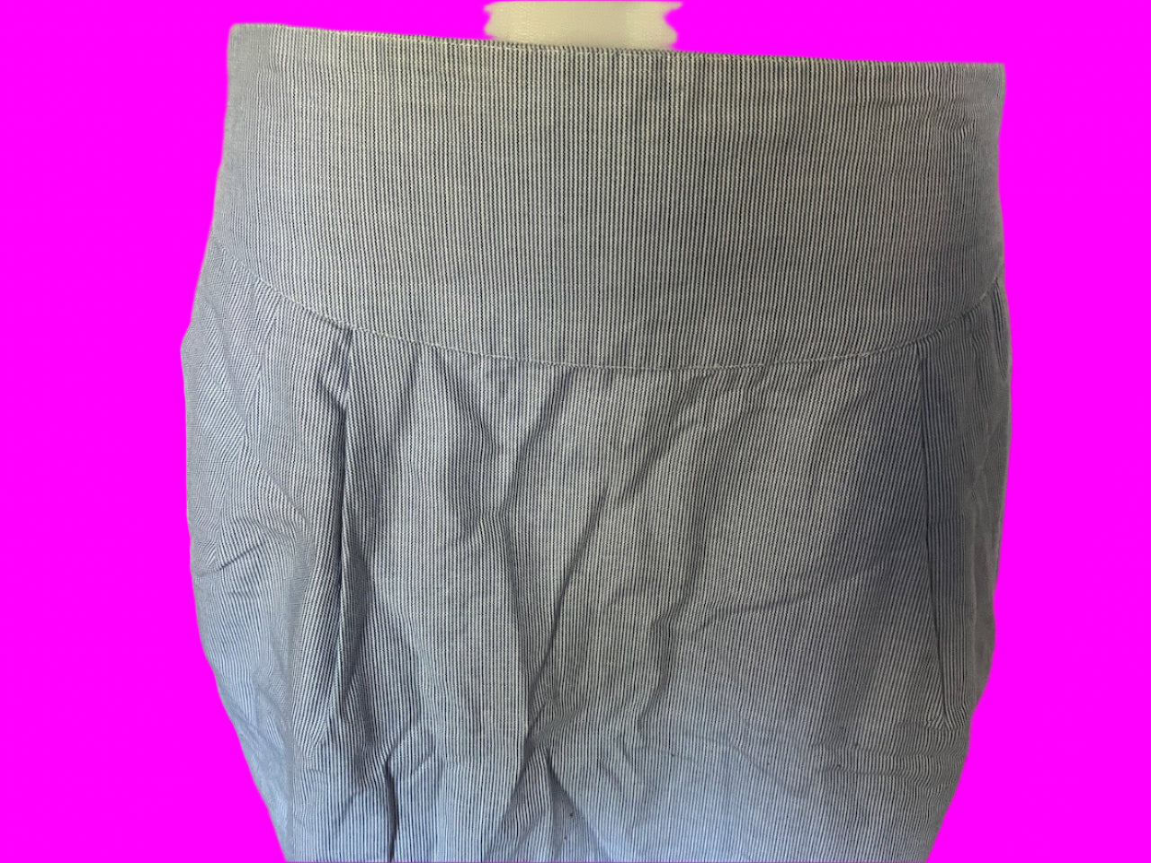 Emily and Fin - Pinstripe Blue & White Skirt - Size: L