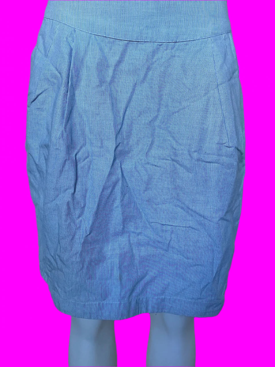 Emily and Fin - Pinstripe Blue & White Skirt - Size: L