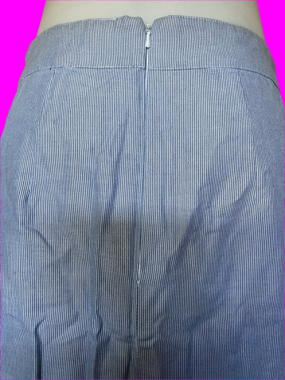 Emily and Fin - Pinstripe Blue & White Skirt - Size: L