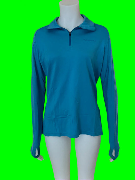 Macpac - Blue Merino Top With Zip - Unisex - Size: M