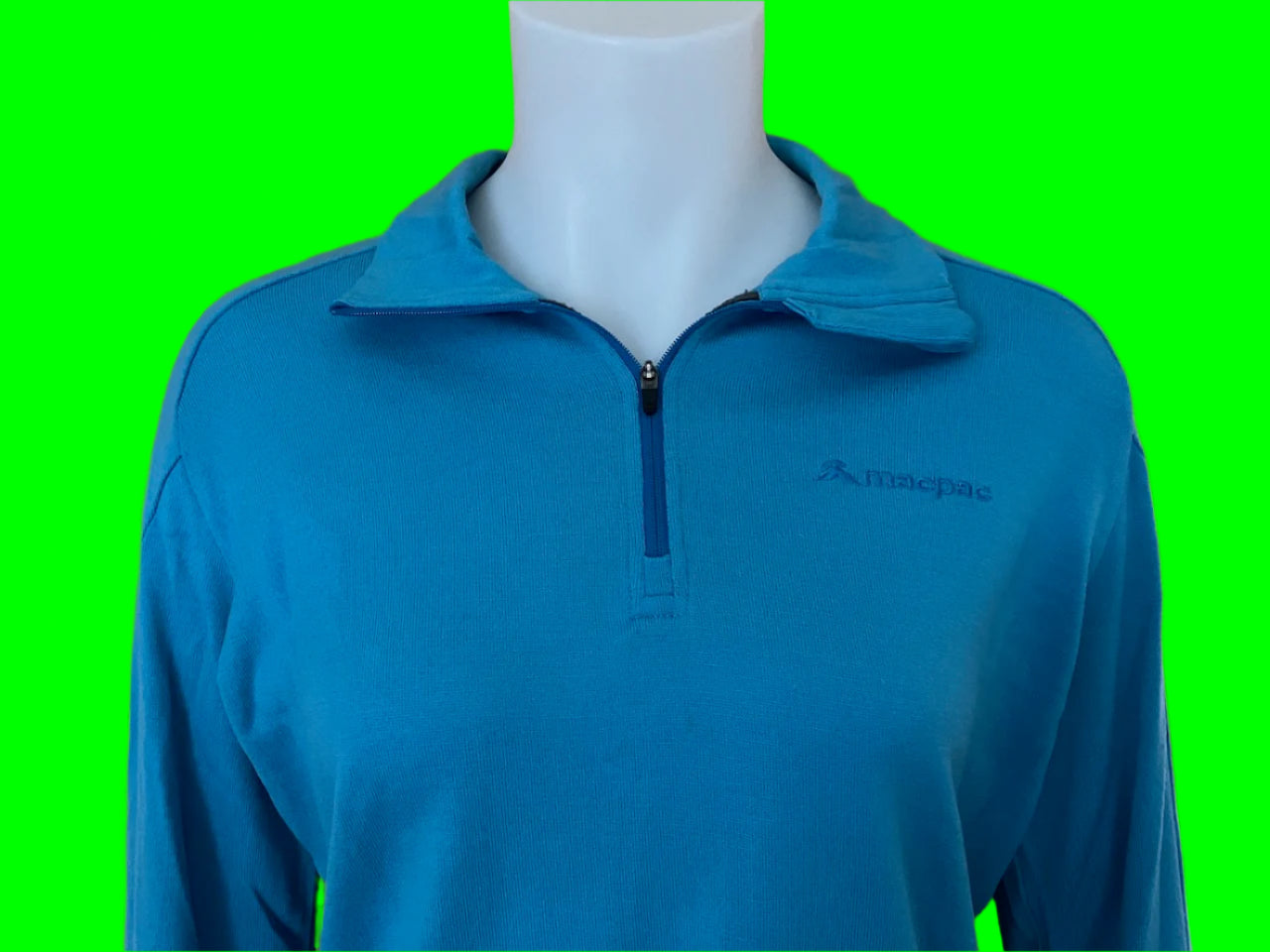 Macpac - Blue Merino Top With Zip - Unisex - Size: M