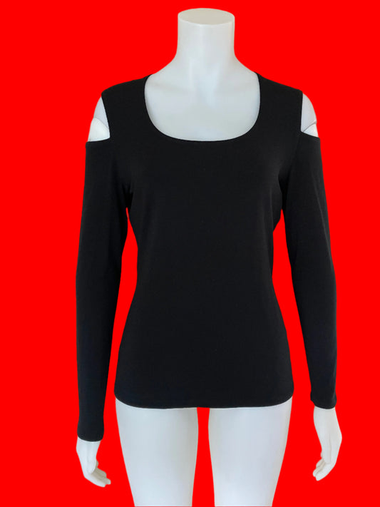 Paula Ryan Pure Merino Cold Shoulder Top - Size: M