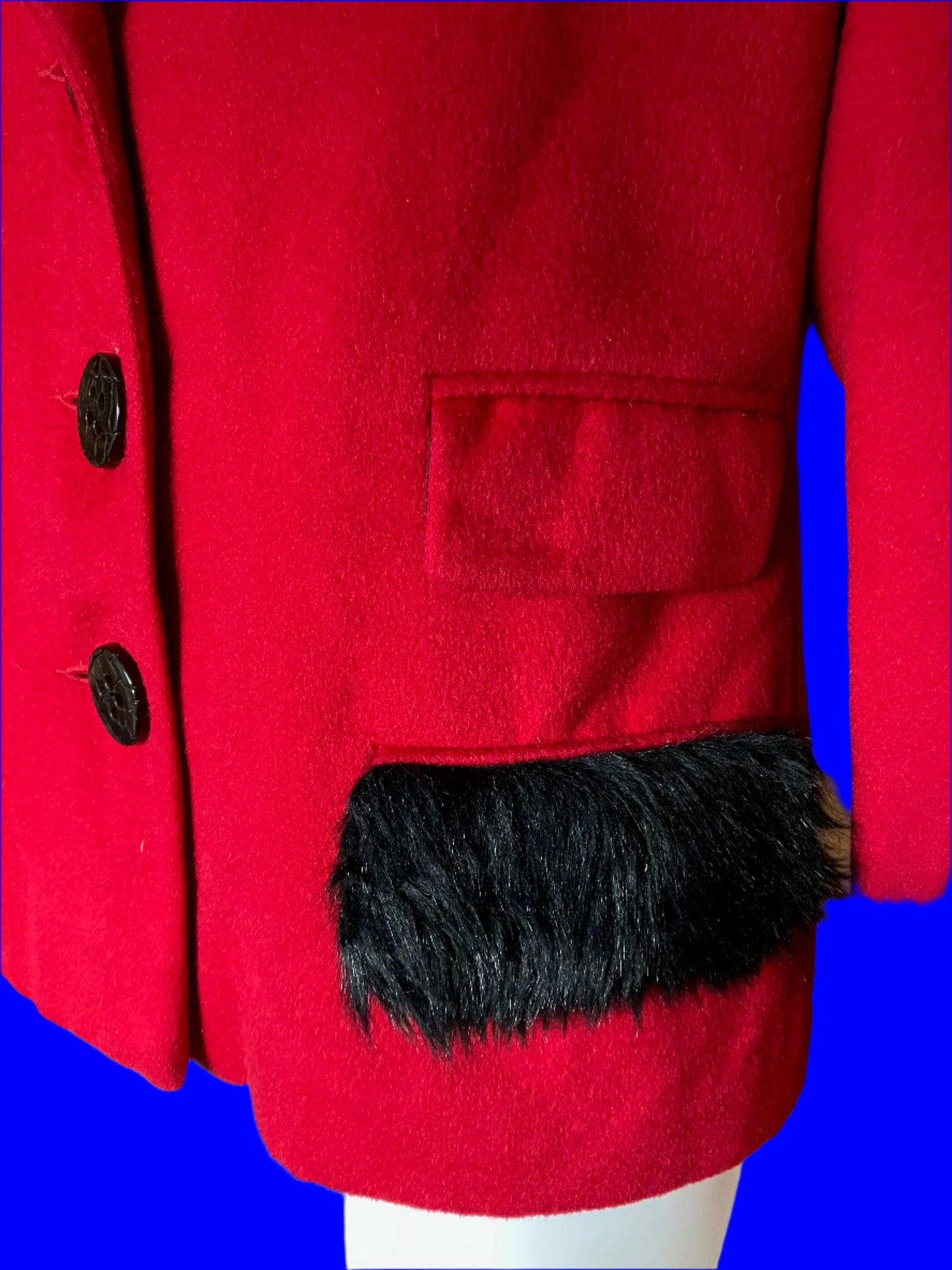 World $$$$ Riding Jacket Vibrant Red With Fur Trim - Size: M