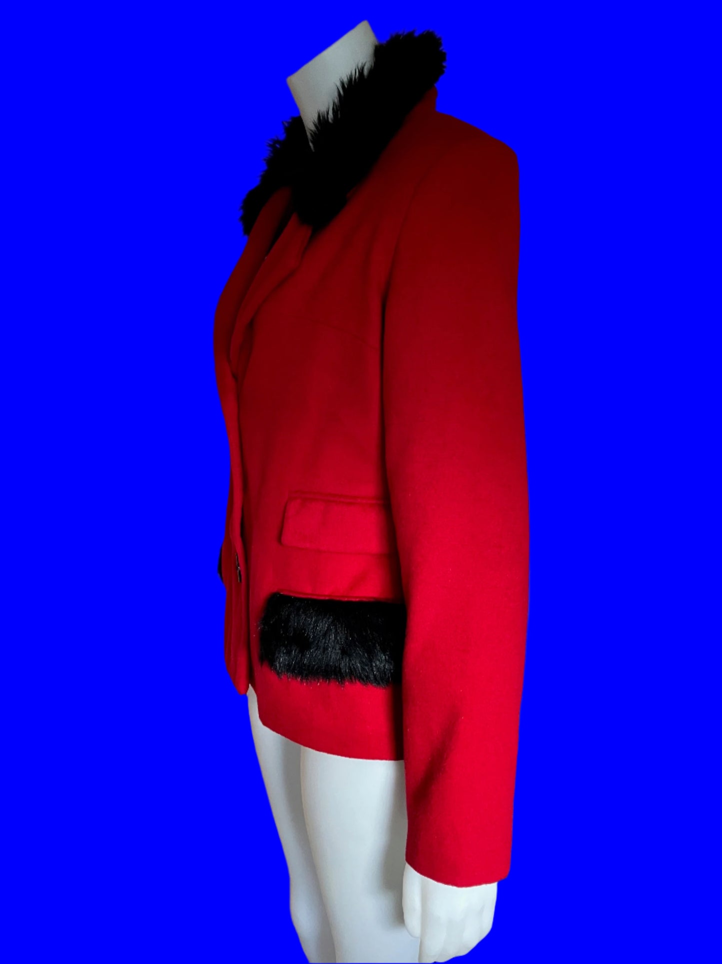 World $$$$ Riding Jacket Vibrant Red With Fur Trim - Size: M